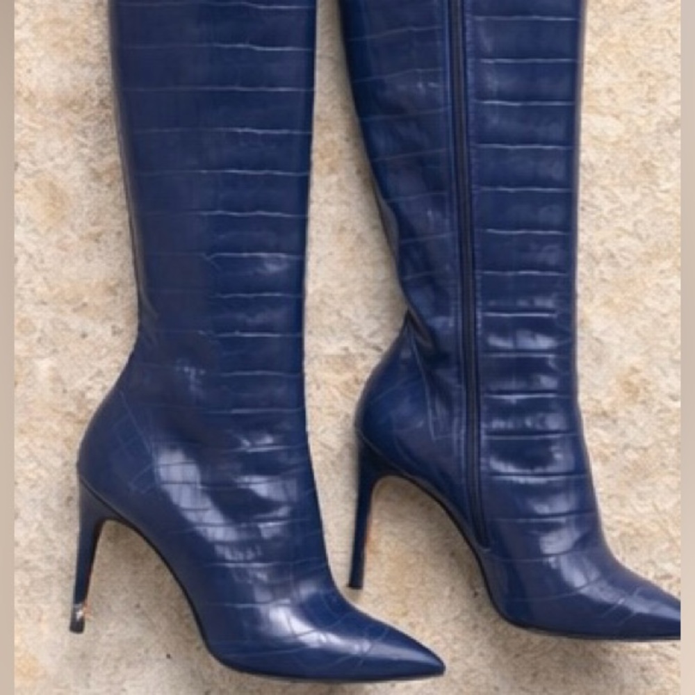 Elegant Blue High Heel Boots